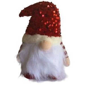 NIB Valentines Day Light Up Gnome Plush Red Sequin Hat Striped Arms